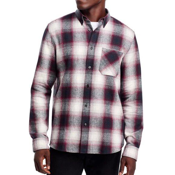 Hugo Boss Men's Long Sleeve HUGO Ermann Plaid Flannel Shirt Straight Fit Dk Pink